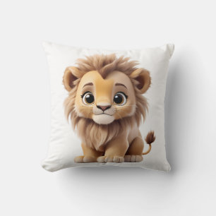 Jungle Adorable Lion Cub Sitting Portrait Cushion