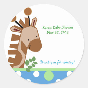 Jungle Adventure Blue Round Custom Favour Sticker