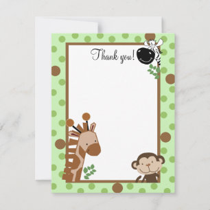 JUNGLE ADVENTURE (Green) 4x5 Flat Thank you note Card