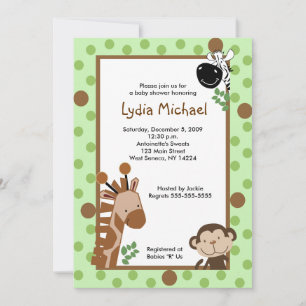 JUNGLE ADVENTURE Green Safari Baby Shower 5x7 Invitation