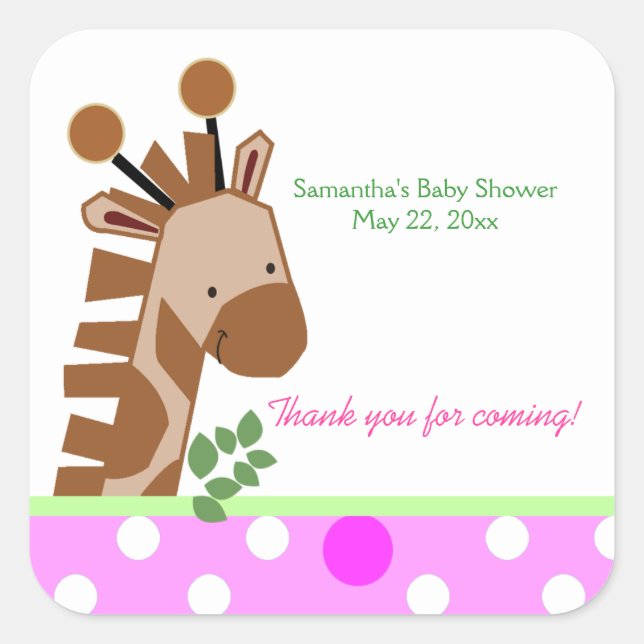 Jungle Adventure (Pink) SQUARE Favour Sticker (Front)