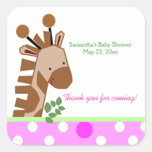 Jungle Adventure (Pink) SQUARE Favour Sticker