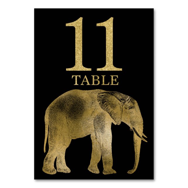 Jungle Africa Animal Elephant Table Number Card 11 (Front)