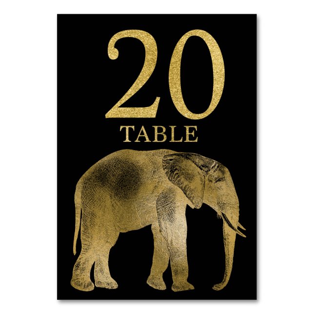 Jungle Africa Animal Elephant Table Number Card 20 (Front)