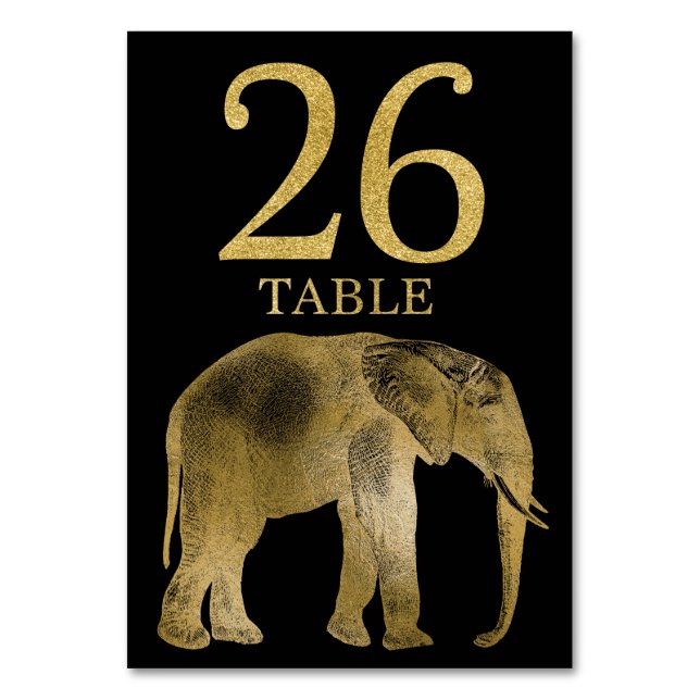 Jungle Africa Animal Elephant Table Number Card 26 (Front)