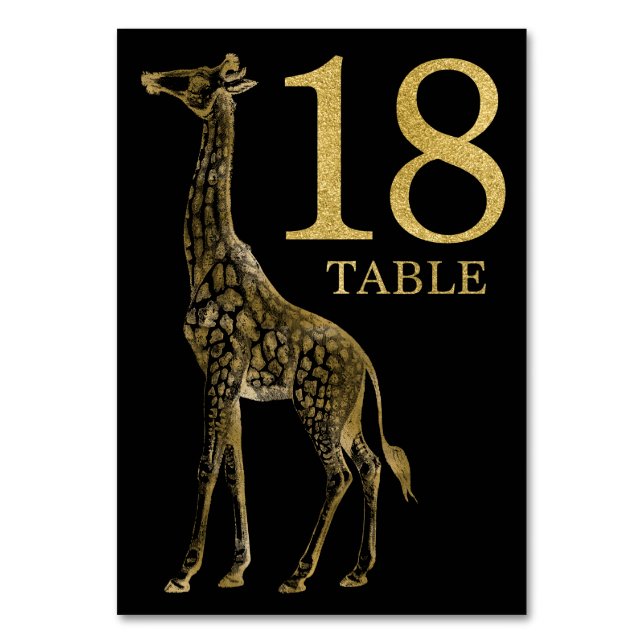 Jungle African Animal Giraffe Table Number Card 18 (Front)