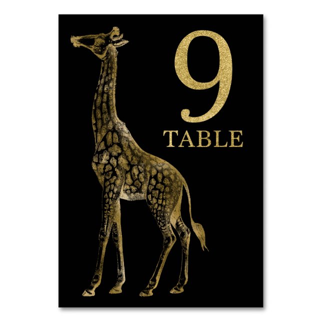 Jungle African Animal Giraffe Table Number Card 9 (Front)