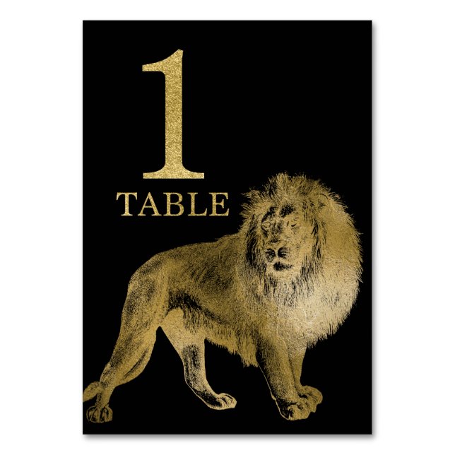 Jungle African Animal Lion Table Number Card 1 (Front)