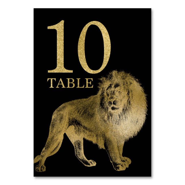 Jungle African Animal Lion Table Number Card 10 (Front)