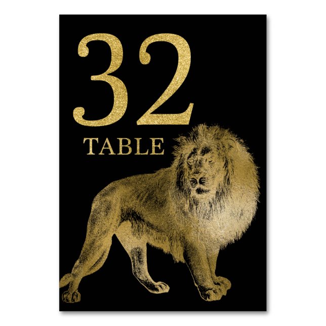Jungle African Animal Lion Table Number Card 32 (Front)