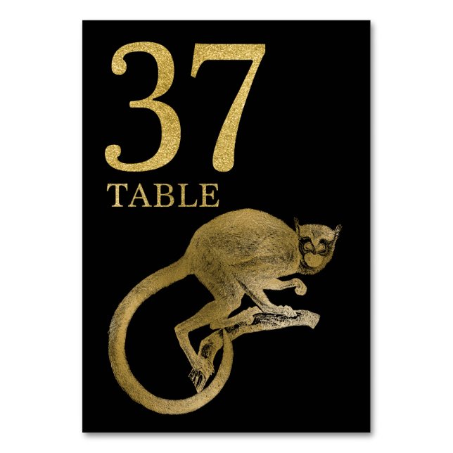 Jungle African Animal Monkey Table Number Card 37 (Front)