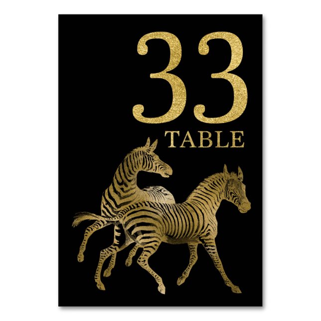 Jungle African Animal Zebra Table Number Card 33 (Front)