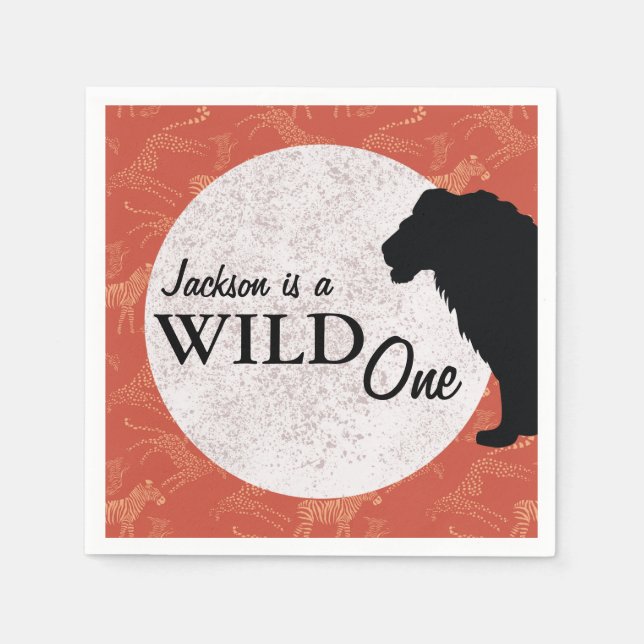 Jungle African Safari Lion Wild One  Napkin (Front)
