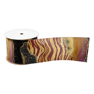 Jungle Agate   Bold Animal Stripe Pattern Satin Ribbon