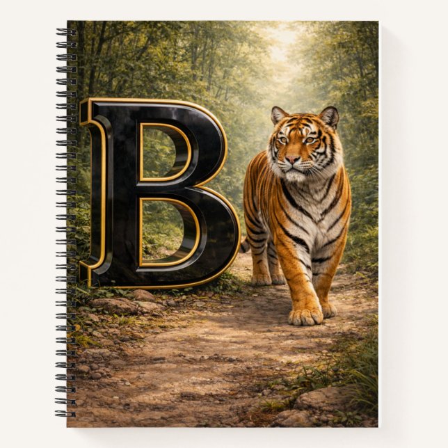 Jungle Alphabet Letter B Tiger Education Notebook (Front)