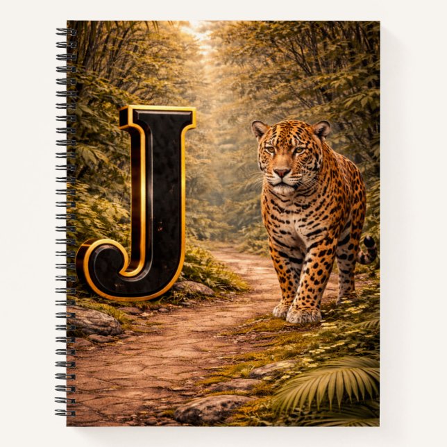 Jungle Alphabet Letter J Jaguar Gold Educational  Notebook (Front)