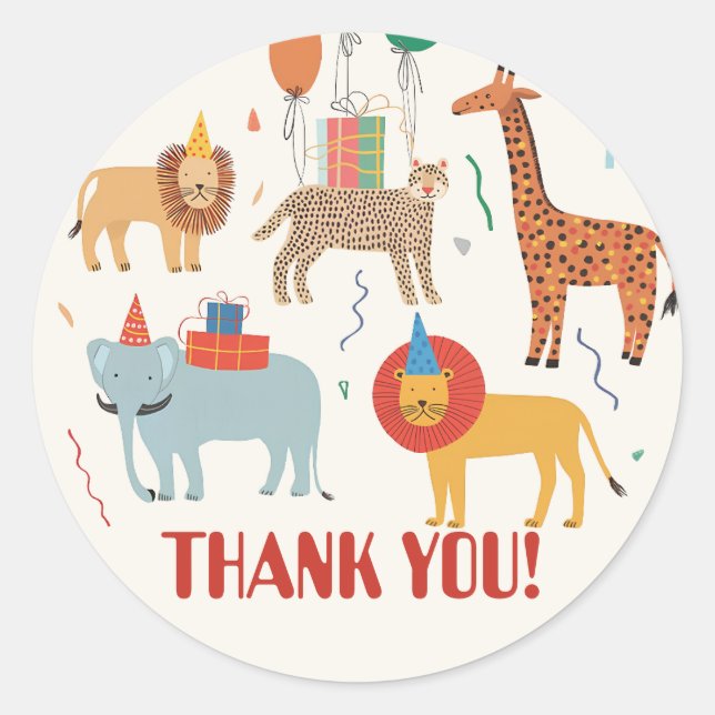 Jungle Animal 2nd Birthday Classic Round Sticker (Front)