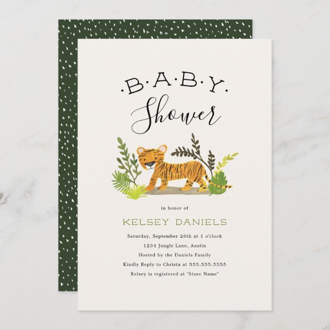 Jungle Animal Baby Shower Invitation (Front/Back)