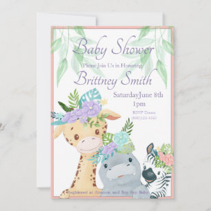 Jungle Animal Baby Shower Invite, Shower Template