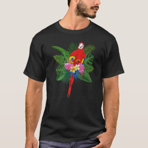 Jungle Animal Bird Flowers Tropical Macaw Parrot T-Shirt