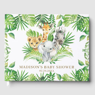 Jungle Animal Chic Tropical Greenery Baby Shower Guest Book