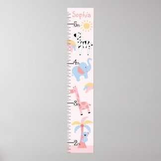 Jungle Animal Girl Growth Chart Keep at 8x44!