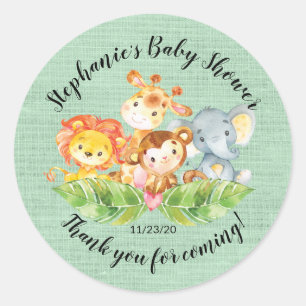 Jungle Animal Neutral Baby Shower Favour Sticker