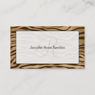 Jungle Animal Print Monogram Initial Business Card