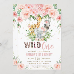 Wild One First Birthday invitations 15 w envelopes and rtn address printing watercolor safari