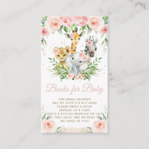 Jungle Animal Safari Pink Floral Books for Baby Enclosure Card