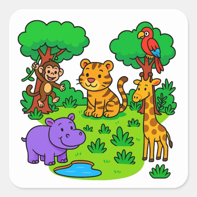 Jungle Animal Stickers for Kids & Teachers (Front)