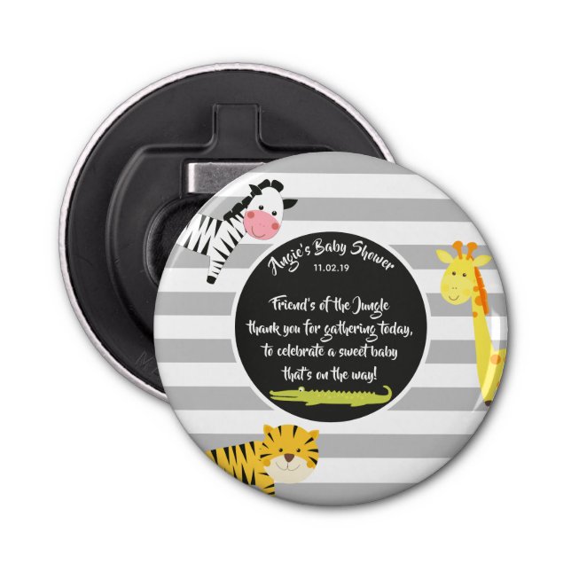 Jungle Animal Thank You Favour Gift Baby Shower Bottle Opener (Front)