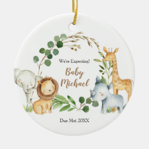 Jungle Animal We're Expecting Parents   Ceramic Tree Decoration