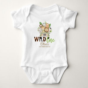 Jungle Animal Wild ONE Car 1st Birthday Outfit Baby Bodysuit