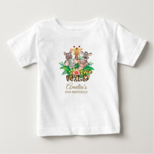 Jungle Animal Wild TWO Girl 2nd Birthday Outfit Baby T-Shirt