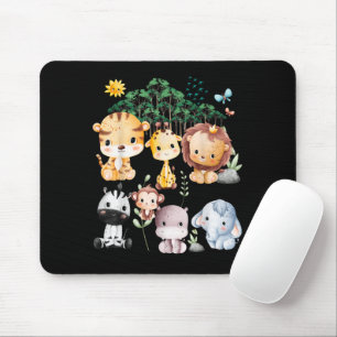 Jungle Animal Wildlife Safari Theme Forest Cute Ba Mouse Mat