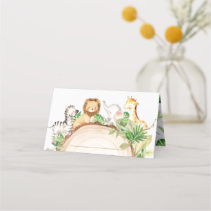Jungle Animals 1st Birthday Baby Shower Greenery Place Card