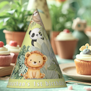 Jungle Animals 1st Birthday Party Hat