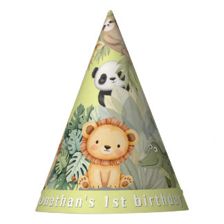 Jungle Animals 1st Birthday   Party Hat