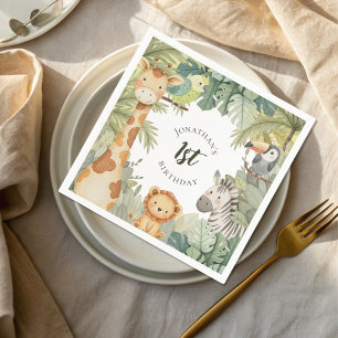 Jungle Animals 1st Birthday Party  Napkin