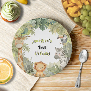 Jungle Animals 1st Birthday Party Paper Plates