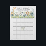 Jungle Animals Baby Shower Bingo Game Notepad<br><div class="desc">Baby shower bingo game tear pad featuring adorable jungle animals including an elephant,  lion,  giraffe & rhino.</div>