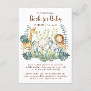 Jungle Animals Baby Shower Book for Baby Card