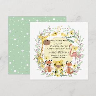 Jungle animals baby shower boy or girl. holiday card