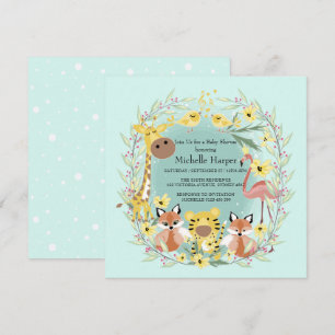 Jungle animals baby shower boy or girl. holiday card