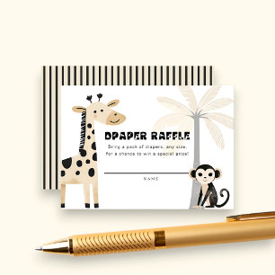 Jungle Animals Baby Shower Diaper Raffle Ticket Enclosure Card