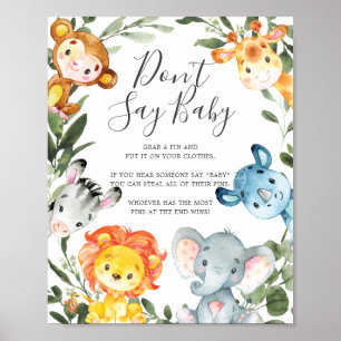 Jungle Animals Baby Shower Don't Say Baby Sign