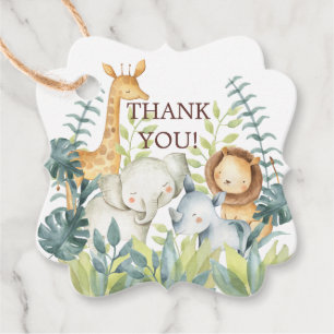 Jungle Animals Baby Shower Favour Gift Tag