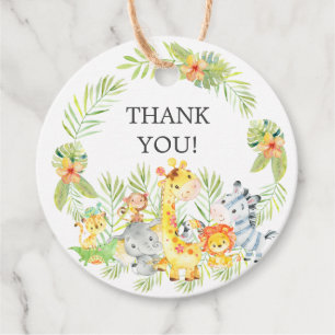 Jungle Animals Baby Shower Favour Gift Tag