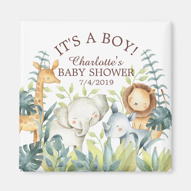Jungle Animals  Baby Shower Favour  Magnet (Front)